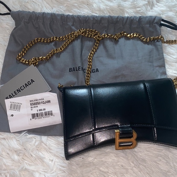 Balenciaga Hourglass Leather Wallet on a Chain - Picture 12 of 12